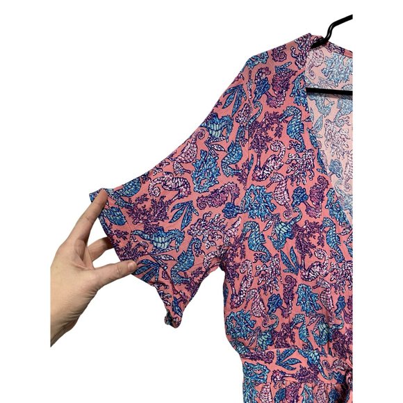 Simply Southern Women's Casual Romper Beach Seahorse Pink Blue Size XL NWT - Picture 4 of 9